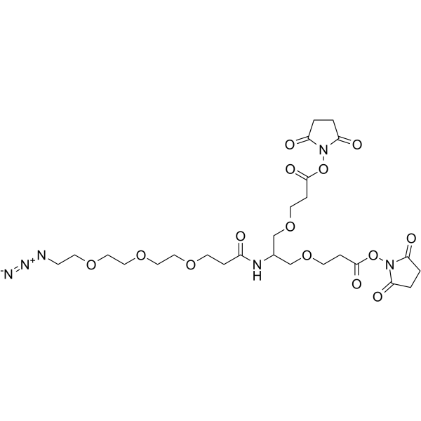 2-(Azido-PEG3-amido)-1,3-bis(NHS ester) 化学構造