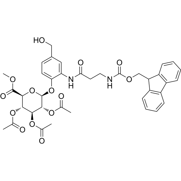 Me-triacetyl-β-D-glucopyranuronate-Ph-CH2OH-Fmoc 化学構造