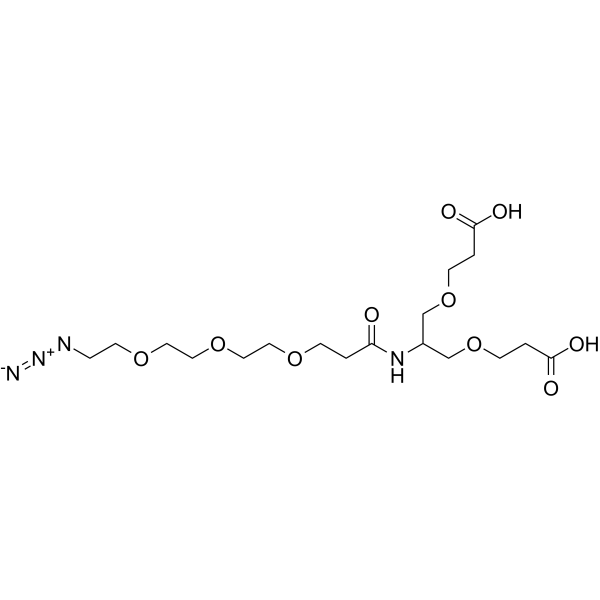2-(Azido-PEG3-amido)-1,3-bis(carboxylethoxy)propane 化学構造