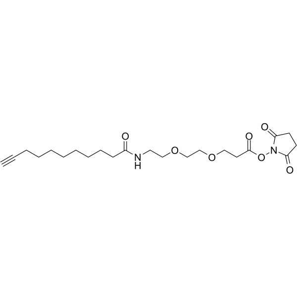 Propargyl-C8-amido-PEG2-NHS ester  Chemical Structure