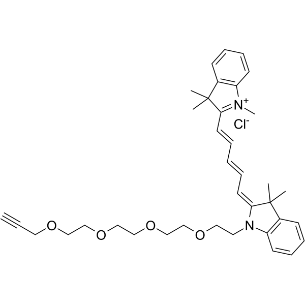 N-methyl-N'-(propargyl-PEG4)-Cy5 Chemical Structure