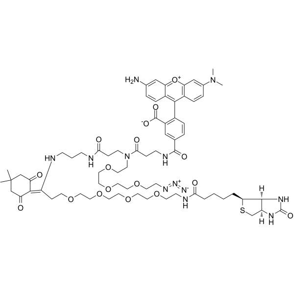 Biotin-PEG4-Dde-TAMRA-PEG3-Azide  Chemical Structure