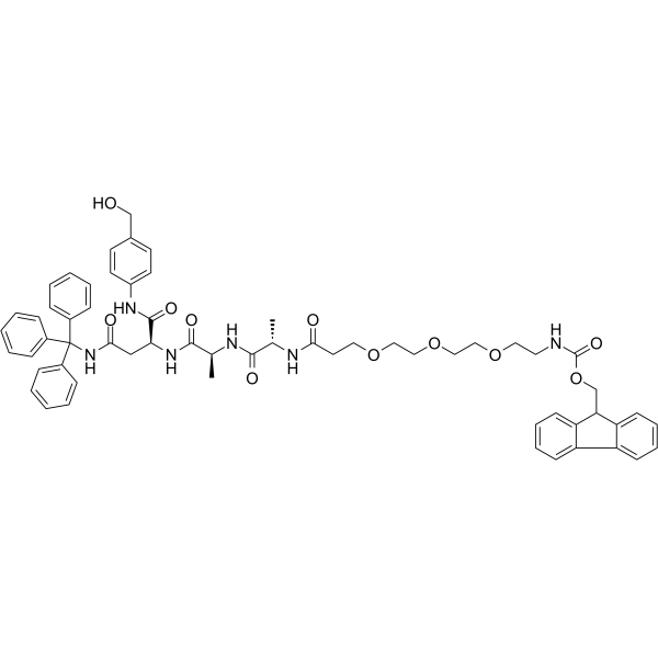 Fmoc-PEG3-Ala-Ala-Asn(Trt)-PAB  Chemical Structure