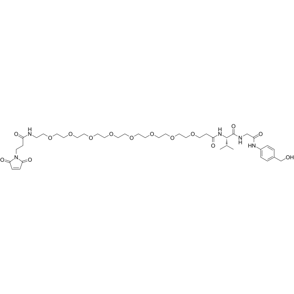 Mal-amido-PEG8-val-gly-PAB-OH 化学構造