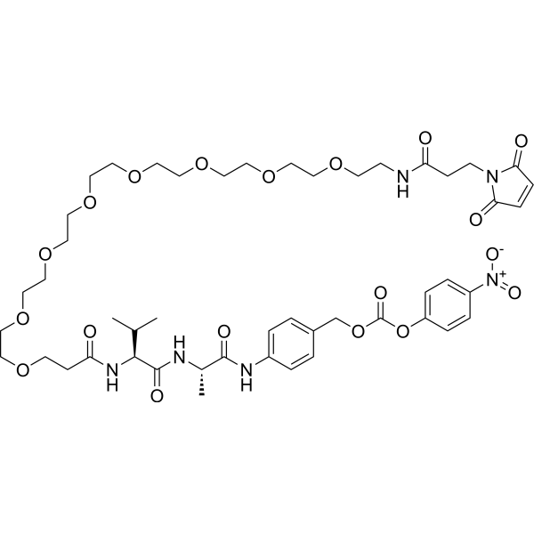 Mal-amide-PEG8-Val-Ala-PAB-PNP 化学構造