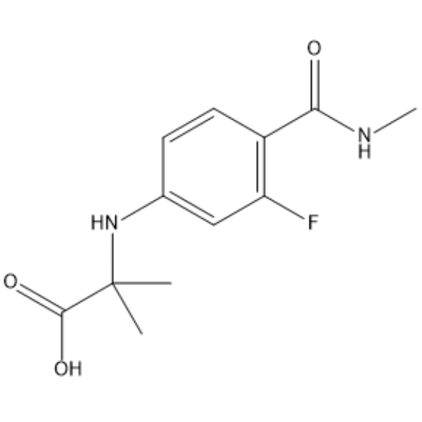 2-((3-Fluoro-4-(methylcarbamoyl)phenyl)amino)-2-methylpropanoic acid  Chemical Structure