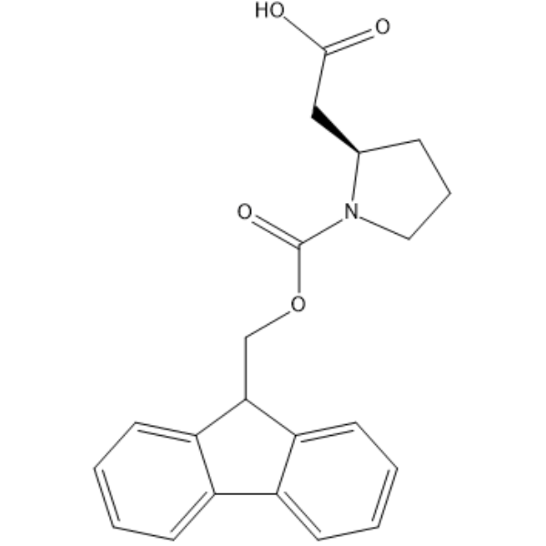 (R)-2-(1-(((9H-Fluoren-9-yl)methoxy)carbonyl)pyrrolidin-2-yl)acetic acid  Chemical Structure