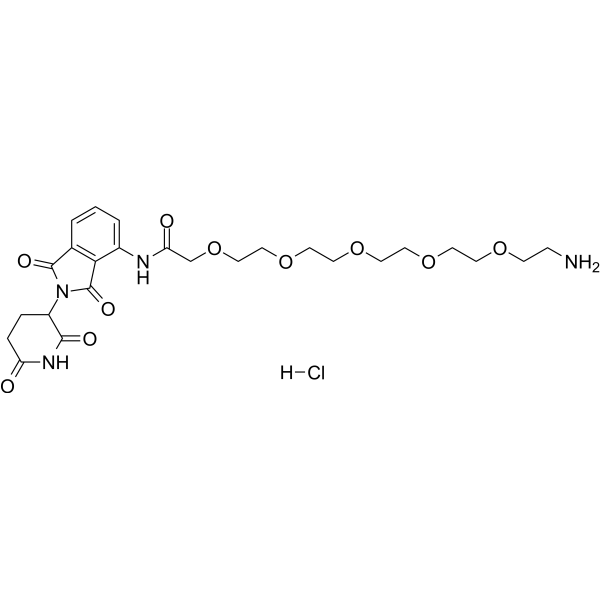 Pomalidomide-amino-PEG5-NH2 hydrochloride 化学構造
