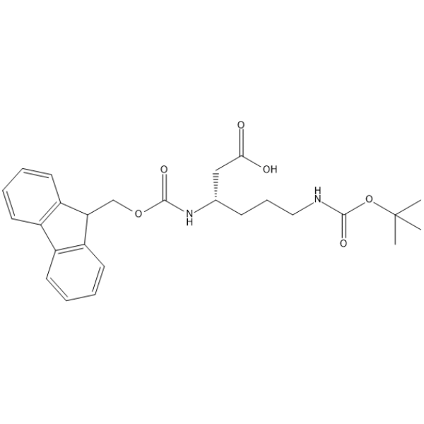 (S)-3-((((9H-Fluoren-9-yl)methoxy)carbonyl)amino)-6-((tert-butoxycarbonyl)amino)hexanoic acid 化学構造