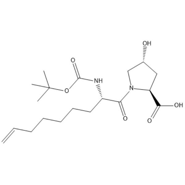 (2S,4R)-1-((S)-2-((tert-butoxycarbonyl)amino)non-8-enoyl)-4-hydroxypyrrolidine-2-carboxylic acid  Chemical Structure