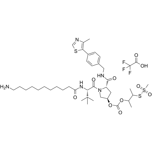 (S,R,S)-AHPC-3-methylbutanyl acetate-methanesulfonothioate-Me-C10-NH2 TFA  Chemical Structure