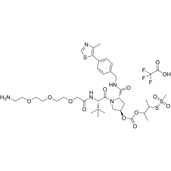 (S,R,S)-AHPC-3-methylbutanyl acetate-methanesulfonothioate-PEG3-NH2 TFA  Chemical Structure