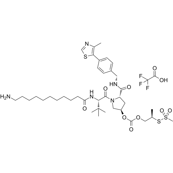 (S,R,S)-AHPC-isobutyl acetate-methanesulfonothioate-Me-C10-NH2 TFA  Chemical Structure