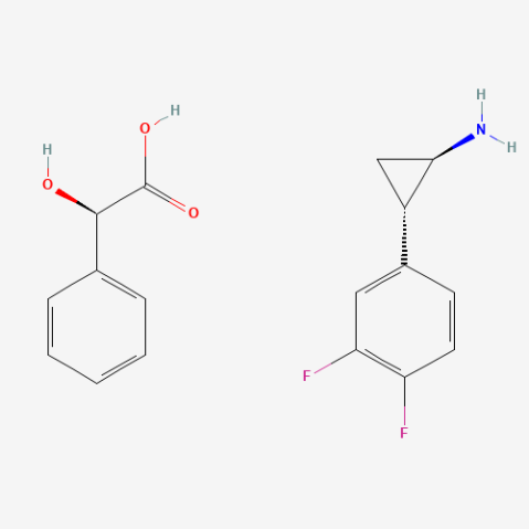 (1R,2S)-2-(3,4-Difluorophenyl)cyclopropanaminium (2R)-hydroxy(phenyl)ethanoate Chemical Structure
