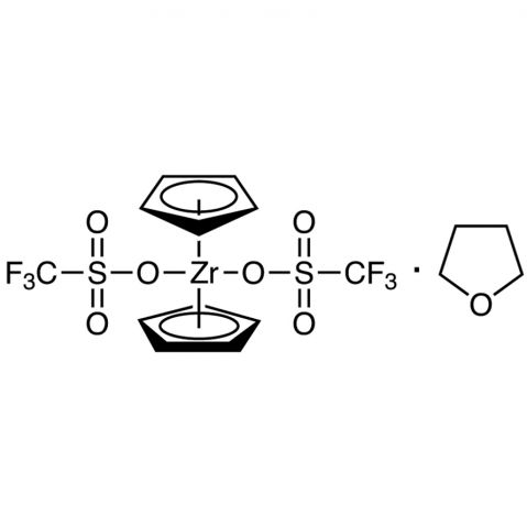 Zirconocene Bis(trifluoromethanesulfonate) Tetrahydrofuran Adduct Chemical Structure