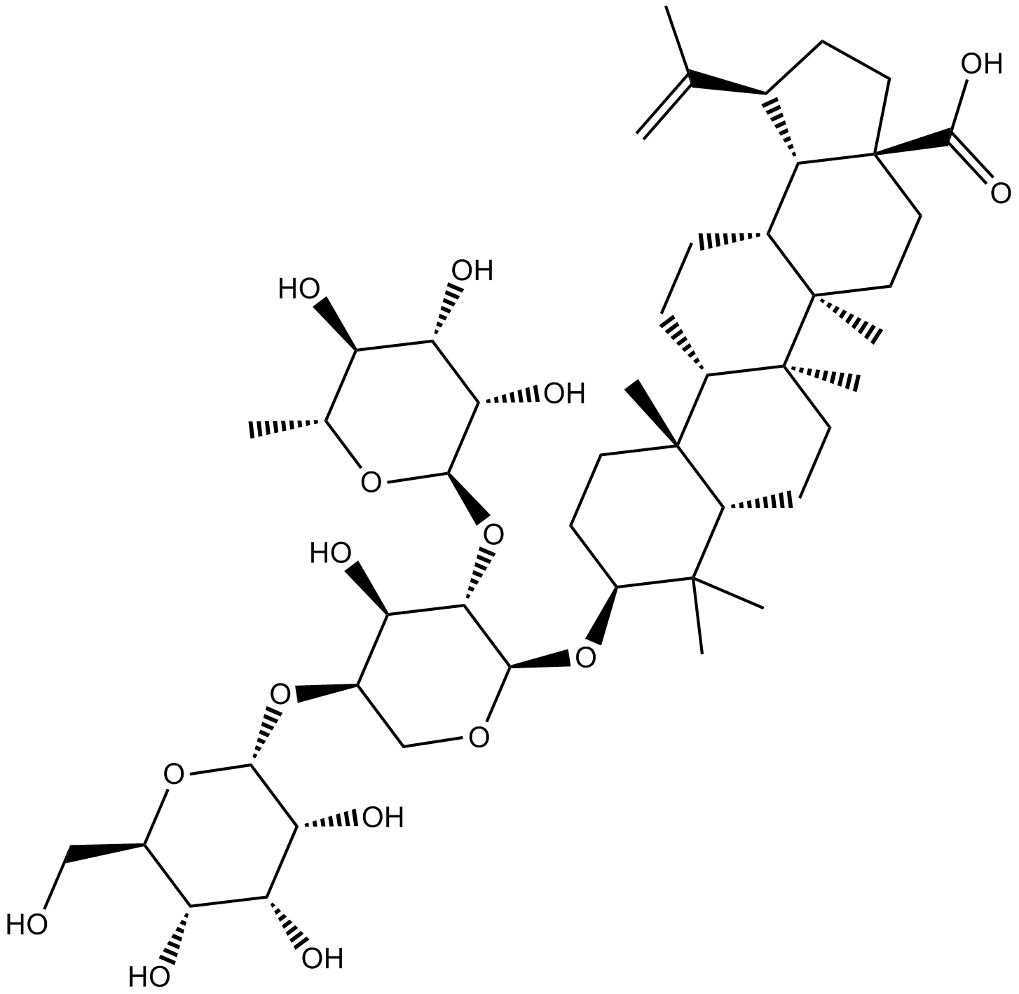 Betulinic acid 3beta-O-alpha-L-rhamnopyranosyl  Chemical Structure