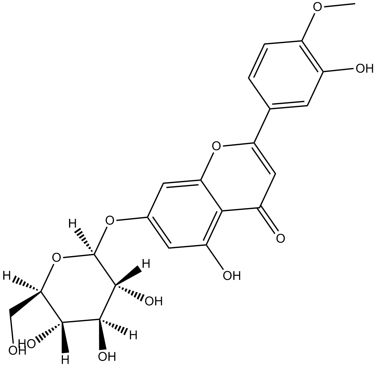 Diosmetin-7-O-β-D-glucopyranoside Chemical Structure