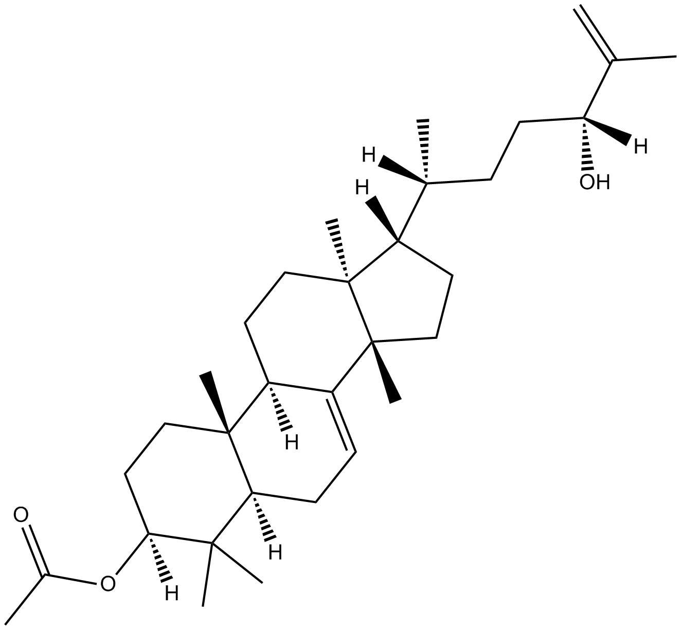 3β-acetoxy-eupha- 7,25-dien-24(R)-ol التركيب الكيميائي