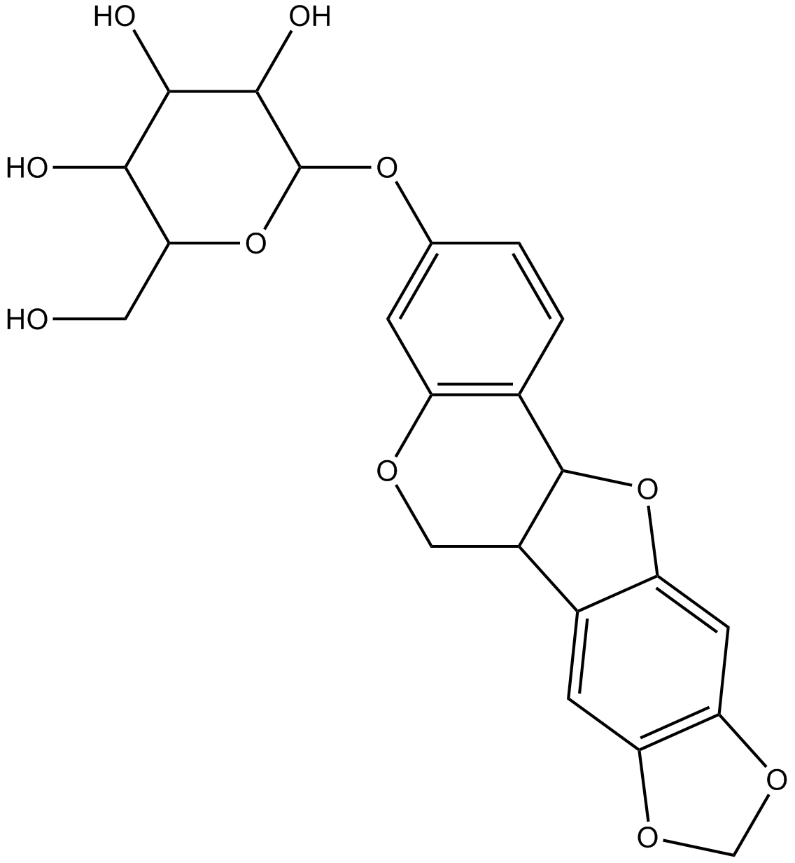 Trifolirhizin;(-)-Maackiain-3-O-glucoside Chemische Struktur