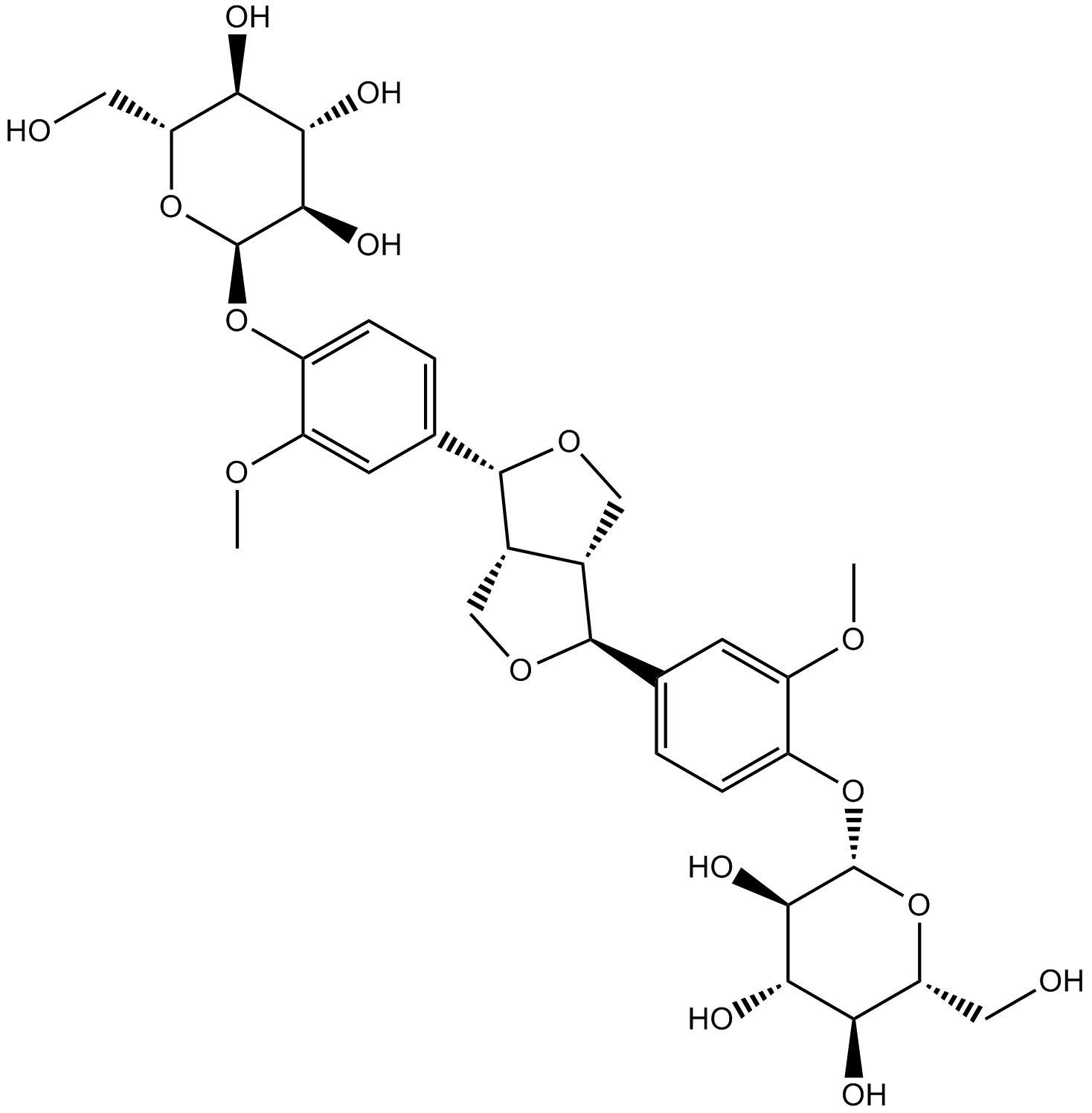 Pinoresinol diglucoside 化学構造