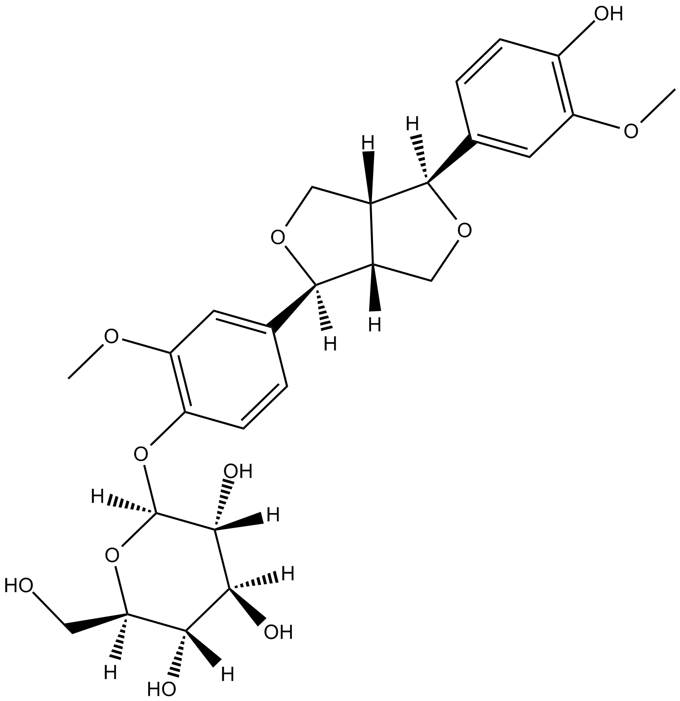 (+)-Piresil-4-O-beta-D-glucopyraside  Chemical Structure